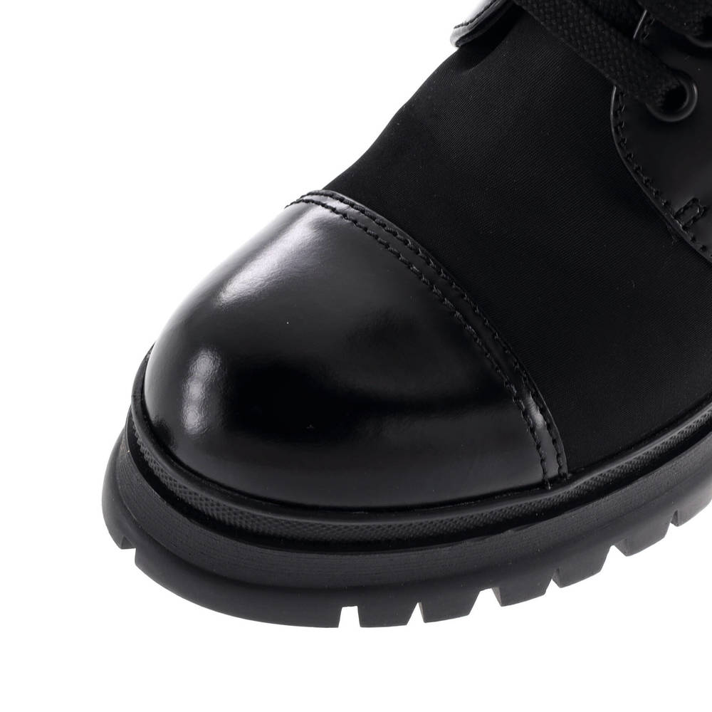 Prada  Women's Triangle Logo Heeled Ankle Boots Nylon and Leather - Picture 5 of 5